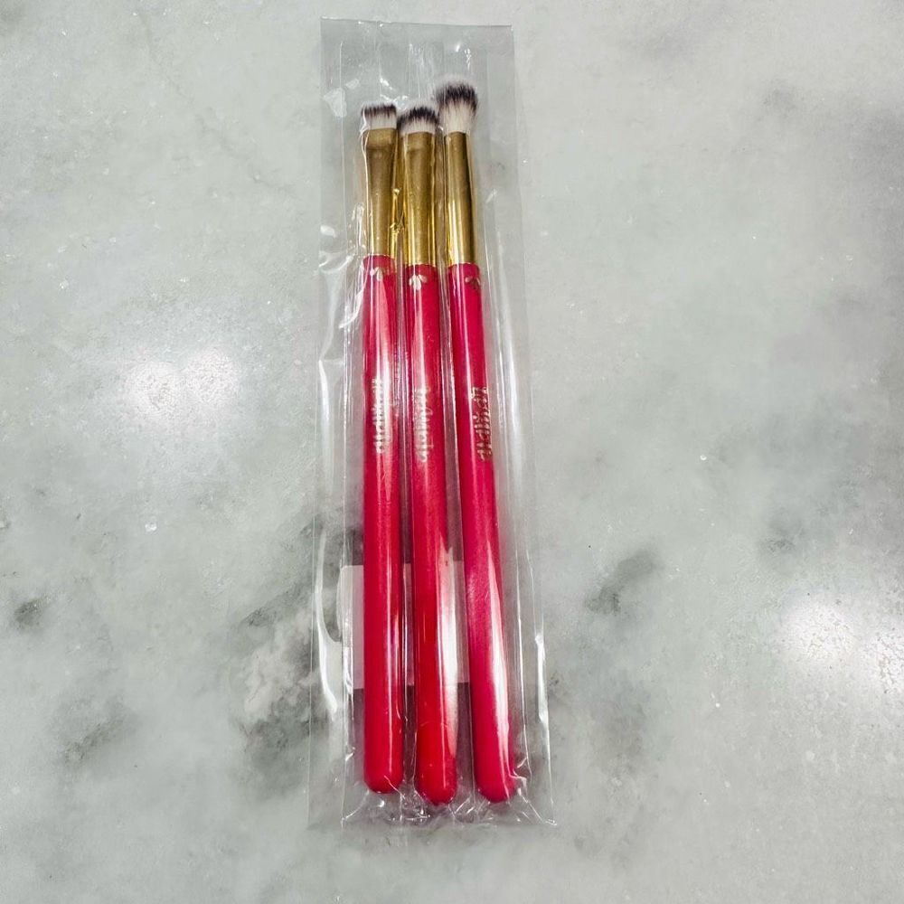 3 Piece Professional Eye Make Up Brushes in Red Set Ipsy New